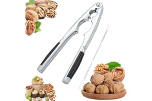 XINCHEN Nussknacker Walnüsse Nussknacker mit Rutschfestem Griff Edelstahl Nußknacker Walnüsse Multifunktional Nußknacker mit Walnussnadeln für Pecan Walnut Mandeln Haselnüsse (Silber)