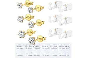 WillTen 6Pcs Ear Piercing Kit Silver Gold, Disposable Ear Piercing Kit Ear Piercing Gun, Ear Piercing Gun Kit with Built-in Studs Piercing Kit Piercing Gun Self Piercing Kit Disposable Piercing Gun