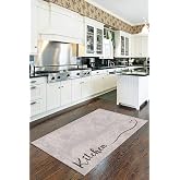 Viva Home Bej Kaymaz Tabanlı Kitchen Yazılı Mutfak Halısı Yolluk Vh090, Bej, 100 X 200