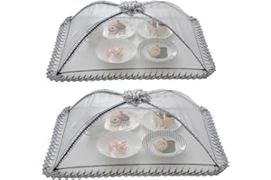 WUYUE HUA 2 ombrelloni per alimenti, 50 x 70 cm, in rete, riutilizzabili, pieghevoli, per picnic all'aperto, per tenere lontane mosche, insetti, zanzare
