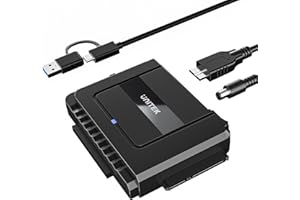 UnitekIDE IDE/SSD zewnętrzny czytnik dysków twardych SATA do 2,5/3,5 cala, kabel USB-C z adapterem USB-A