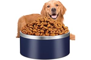 YOEYANG Grandes gamelles pour chien de 2,835 g. Gamelles d'eau pour chien en acier inoxydable. Gamelles d'eau pour chiens de grande taille. Gamelle antidérapante à double paroi en métal pour grands chiens