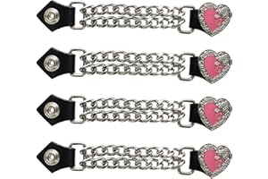 Dream Apparel 4 PCS Vest Extenders for Women Motorcycle, Faux Leather Biker Vest Extender with Double Chains