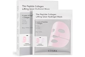 COSRX Peptide Collagen Lifting Glow Hydrogel Face Masks Skincare, Korean Collagen Face Mask, Overnight Lifting Care, Glass Glow Face Mask for Deep Hydration, Korean Skincare, Pack of 3