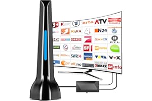 DGUPSP DVBT2 Antenne, zimmerantenne DVB-T & DVB-T2 Antennen mit Verstärker, Großer Reichweite und 360° Empfang, Zimmerantenne für Fernseher mit Starkem Magnetfuß, Geeignet für 4K 1080p & Alle TV-Geräte