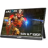 ARZOPA 16.1" 144HZ Portable Monitor, 1920×1080 FHD IPS Single Pole Portable Monitor con supporto HDMI/Type-C/USB-C, schermo d