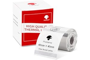 Phomemo M110 Etiqueta redonda transparente, etiqueta redonda transparente para Etiquetadoras Phomemo M200 M120 M220 M221 M110,etiqueta redonda de 40x40 mm (1,57 ''x1,57 ''), 200 etiquetas/rollos,