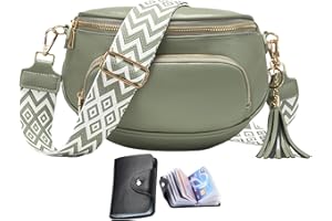 KUNKUN borsa marsupio donna elegante borsa donna grande borse tracolla donna borsello donna vera pelle borsette donna Invia il pacchetto di carte di credito con blocco RFID -Soia verde