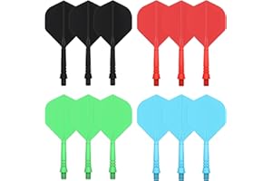 CyeeLife Lot de 12 tiges et ailettes de fléchettes en une seule pièce - Accessoires pour fléchettes - Noir/rouge/bleu/vert