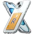 Ringke Fusion Card Compatible with iPhone 15 Case Back Cover Transparent Hard Back Soft Flexible TPU Bumper with Built-in Slim Card Holder Wallet Scratch Resistant Natural Form - Clear