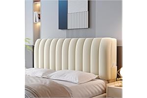 GOFOHIMI Velvet Bed Headboard Slipcover for Queen Full Twin King Size Bed,Quilted Bed Headboard Cover Thicken Headboard Dustproof Protector Cover,Beige,150CM