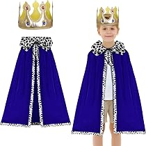 DKINY 2 Piece Kids King Costume, Children's King Cape, Blue Prince ...