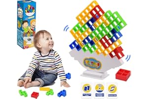 Jienosi Tetra Tower Balance Game, 48PCS Tetra Tower Balance Game Stacking Game Toys for Kids and Adults, Block Tower Building Set for Home Games Parties Travel