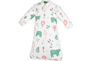 SFREEBO Baby Sleep Bag 3.5 Tog Winter Organic Cotton Baby Sleep Sack with Removable Long Sleeve Bear Baby Grow Bag Newborn Bedding Gift 3-12M