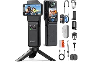 SJCAM C400 YouTube Vlogging Camera 4K mit 1/2.8-Zoll Sensor,7 Stunden Akku und 6 Achsen Bildstabilisierung,vlog Kamera mit Dual-Touchscreen, Action cam Unterwasserkamera 30M wasserdichte, 64GB Karte