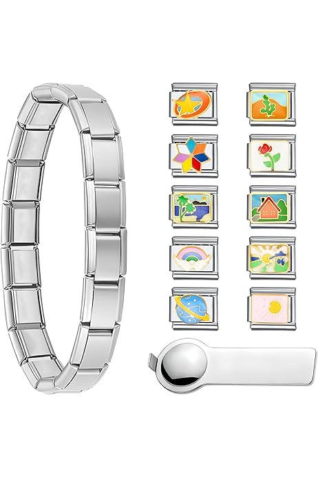 Charm Link Quiges In Acciaio Inox 9mm - Ciondolo Per Bracciali Stile Italiano