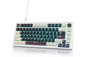 SbocKeeb 75% klawiatura z pokrętłem, niestandardowa przewodowa mechaniczna klawiatura do gier TKL 75 procent, uszczelka kremowa klawiatura RGB podświetlana, amerykańska QWERTY, wstępnie nasmarowany
