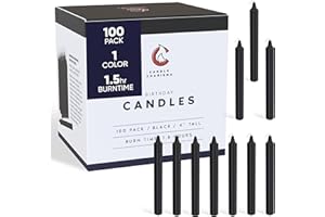 Candle Charisma 100 Black Spell Candles - 4" Unscented Paraffin Chime Candles, Smokeless & Dripless, Colored Candles, Long Burn Time 0.43" Thick Taper Candles for Rituals, Witchcraft and Parties