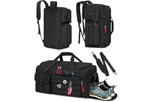 RAINSMORE 3 EN 1 Bolsa Deporte Gimnasio Hombre Mujer Bolsa de Viaje Grande 45L Mochila Función con Compartimento Zapatos y Humeda