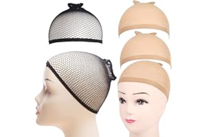 DOANTE 3 Stück Haarnetz Nylon Wig Cap Perücke Kappen,Wig Cap Set 2 Nackt Beige Perückenkappen und 1 Schwarze Haarnetz,Elastische Netz Perückennetz,Elastische Haarnetz für Perücken, Perückenkappen