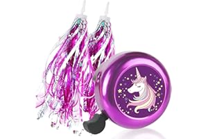 VORTIKA Kids Bike Bell with 2 Pcs Bike Streamers for Girls, Cute Children's Bicycle Accessories