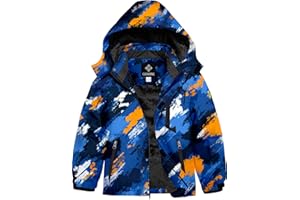 GEMYSE Giacca Sci Bambino Impermeabile Antivento con Cappuccio Pile Caldo Giubbotto Invernale Tuta Ideale adatto a Sport Invernali e Tempo Libero