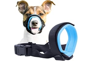 GOODBOY Gentle Muzzle Guard for Dogs - Prevents Biting and Unwanted Chewing Safely Secure Comfort Fit - Soft Neoprene Padding – No More Chafing –Included Training Guide Helps Build Bonds with Pet (Blue, M)