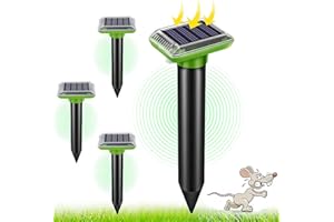 ASHMITA Solar Mole Repellent Ultrasonic,Ultrasonic & Solar Powered,IP66 Waterproof,Control Groundhog,Snake,Rodent,Gopher,Pest,Use for Lawn Garden Yards