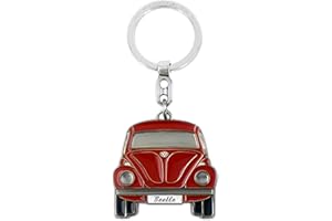 BRISA VW Collection - Porte-clés en métal émaillé Volkswagen avec anneau, accessoire de porte-clés au design Coccinelle/Beetle (Avant/Rouge)