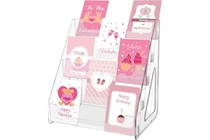 mumisuto 5-Tier Card Display Stand, Acrylic Greeting Card Display Stand, Rack Sticker Organizer for 5x7 4x6 Cards Menus Photo