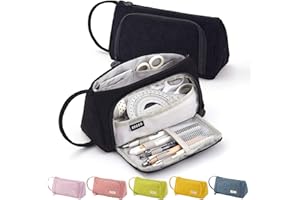 ONCCI Astuccio portapenne, per ragazze e ragazze, 3 scomparti, per scuola e ufficio