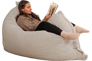 bananair - Pouf Poltrona a Sacco - Imbottitura in Schiuma, Molto Confortevole - Tessuto Morbido, Velluto a Coste - Fodera Lavabile - Pouf Divano Gigante (180 x 140 cm, Grigio)