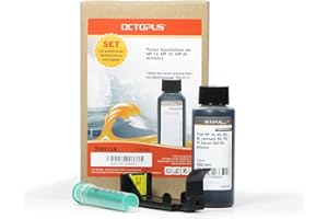 Octopus Kit de Recharge d'encre pour imprimante avec Adaptateur de Recharge Compatible avec Les Cartouches d'imprimante HP 14, HP 15, HP 45 Noir 100 ML (Pas d'OEM)