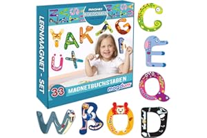 Tedesche Lettere magnetiche per bambini MAGDUM Tedesche per bambini - 29 lettere calamita bambini - Giochi educativi - Giochi bambini 3 anni - Giochi per imparare Tedesche - Lettere decorative grandi