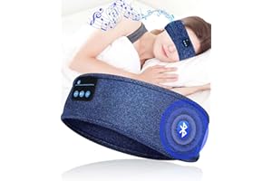 SSINAAES Sleep Headphones, Wireless Bluetooth Headband Built-in Ultra-Thin HD Stereo Speakers, Soft Sleep Headphones Headband for Side Sleep, Yoga, Fitness, Sports, Relaxation, Personalized Tech Gifts (Blue)