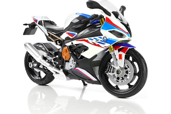 Risopen Modèle de Moto Jouet 1:12 Compatible pour BMW S1000RR - en métal - avec modèle de Moto en Plastique - Aucun Assemblage nécessaire -pour Adultes (Blanc)