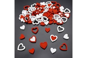 ParPix 100 Stück Rot Weiß Holz Herz Hochzeit Streudeko, Herzen Deko Hochzeit Konfetti, Holzherz Hochzeit Tischdeko, Holzherzen Hochzeitsdeko Confetti, Herzkonfetti für Hochzeit Geburtstag Babyshower