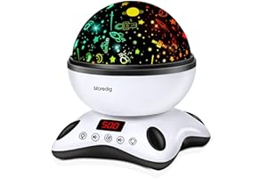 Moredig Veilleuse Musicale et Lumineuse, Veilleuse Projecteur Bebe, Veilleuse Enfant + 8 Couleurs + Minutage + Télécommande, Veilleuse Bébé pour Anniversaire/Cadeau Bébé/Cadeau Noel- Noir et Blanc