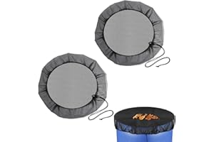 badaren Red Protectora para Barril de Lluvia, 2 Pcs Cubiertas de Barril de Lluvia, Red para Barril de Lluvia con Cuerda de Tracción para Protección contra Hojas Caídas y Mosquitos-Diámetro 95cm