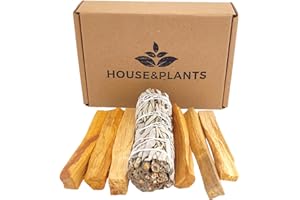 HOUSE&PLANTS Palo Santo para quemar, Salvia Blanca para quemar, Incienso palo santo, Incienso natural sin toxicos, Salvia, Sahumerios, Palo santo natural, Kit Regalo