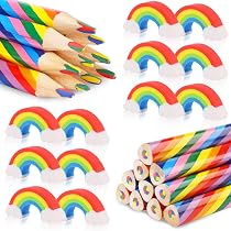 Crayons Arc-en-ciel 7 En 1 – Bois Noir – Set De 8 Crayons Multicolores – Dessin & Coloriage Adulte Enfant – Non Toxique