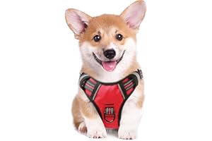 HEELE Arnés Antitirones para Perro Mediano - Chaleco de Pecho con Agarre Acolchado y Líneas Reflectantes para Adiestramiento y Correr - Confort, Rojo, M