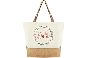 Tarklanda Jutebeutel Oma Geschenk, Shopper Bag Damen Stofftasche, Groß Einkaufstasche Jute Baumwolltasche als Geburtstagsgeschenk, Geschenk für Oma zum Geburtstag, Muttertag