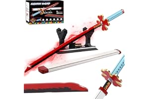 JORUMO Demon Slayer Schwerter Kompatibel mit Lego, 39 Zoll Kanroji Mitsuri Schwert Baustein Katana mit Scheide und Ständer, Anime Schwert Bauspielzeug für Mädchen 8-10, 780 Teile
