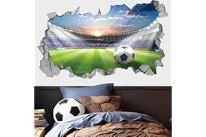 KAIRNE 3D Fußball Wandtattoo,Fussball Stadion Wandsticker,Wandtattoo für Kinderzimmer Junge 85x55CM Sport Wandaufkleber Fussball Wandbild für Schlafzimmer Wohnzimmer Deko
