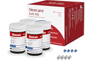 Sinocare Safe AQ Blood Sugar Test Strips, 100pcs Diabetes Test Strips for Safe AQ Smart/Voice Glucometer, Comes with 100pcs Strips, 4 Vials, 25pcs / Vial, NO GLUCOMETER&LANS.