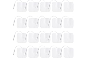 Stonenect Électrodes adhésives Patch d’électrode carré Pansements autocollant Tampons adhésifs remplacement pour TENS/EMS Machines (20Pcs 5x5cm-2mm Connecteur)
