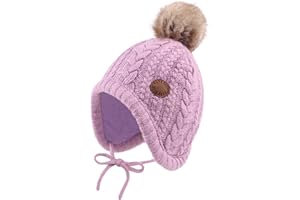 XIAOHAWANG Cappello Invernale per Neonati con Fodera in Velluto per Bambini Beanie per Bambini Earflap Caldi Cappelli per Bambino per Ragazze con Pompon
