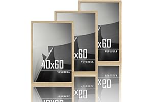VUVUZULA Bilderrahmen 40x60cm Holz Fotorahmen Holzrahmen MDF Rahmen 40x60cm Eiche Natur 3er Set