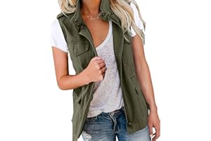 Imily Bela Womens Cargo Vests Sleeveless Drawstring Jackets with Pockets Spring Summer Lightweight Outerwear Vests